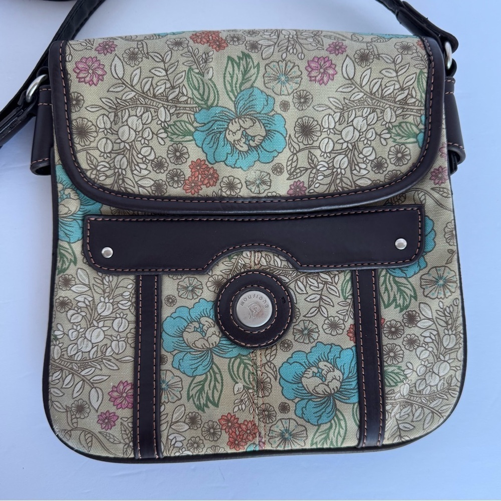 Mouflon Floral Crossbody Bag Small/Medium Leather Canvas Boho Flap Purse Pretty - Picture 2 of 10